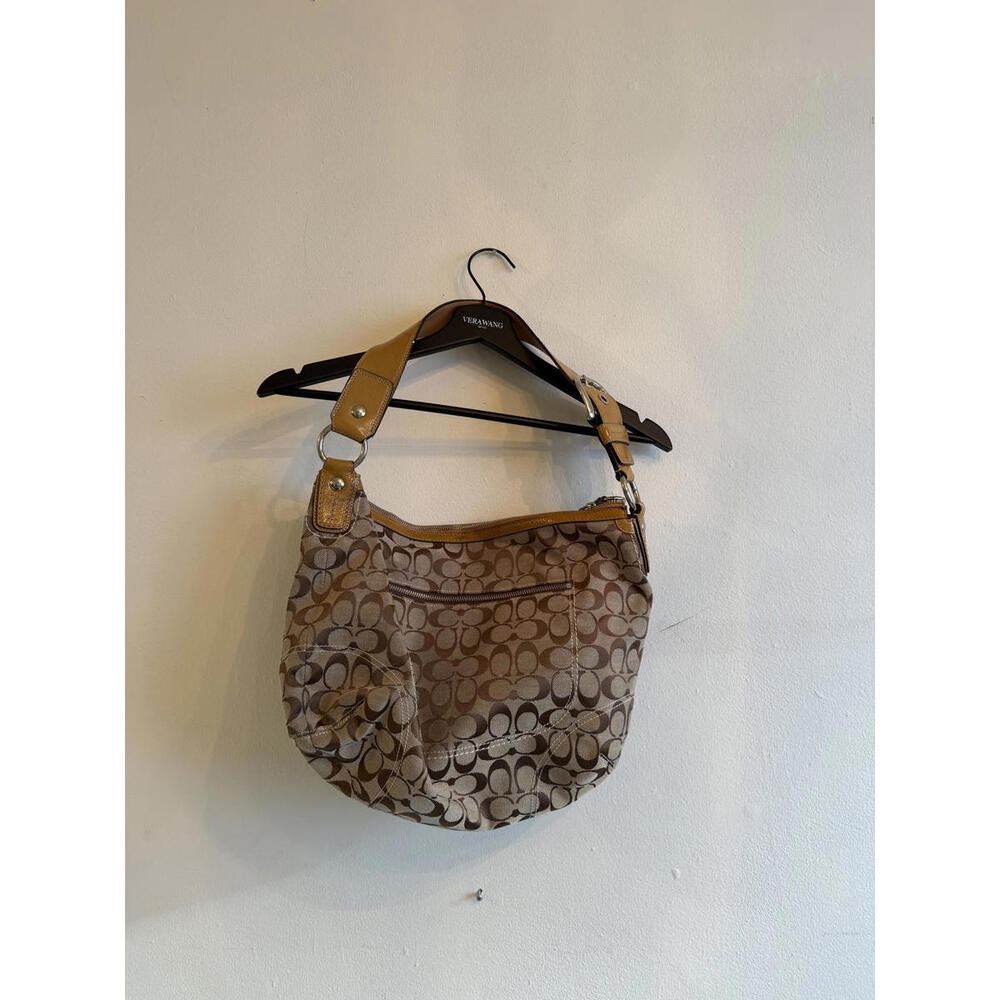 Coach Signature Canvas Shoulder Bag with Leather Strap
